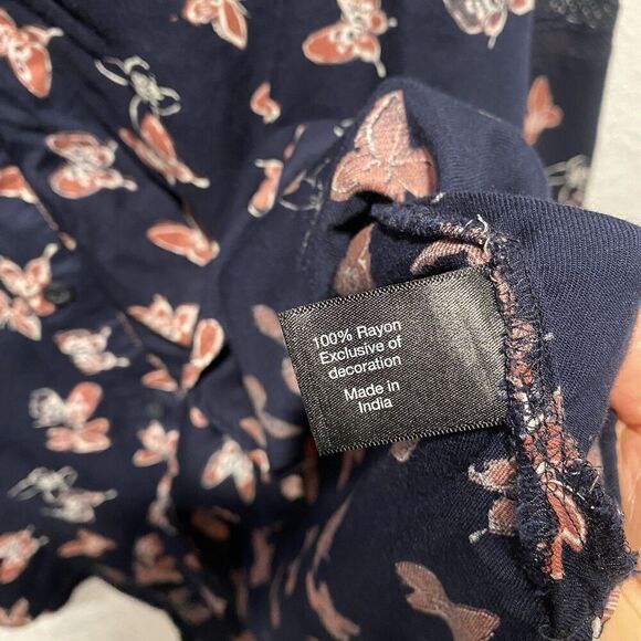 Lane Bryant Butterfly Navy Blue Long Sleeve Button Front Shirt Women’s 14/16 - Picture 8 of 12